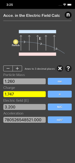 Acce. in Electric Field Calc iOS App for iPhone and iPad