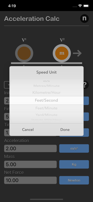 Acceleration Calculator Plus iOS App for iPhone and iPad