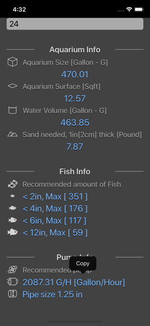 Aquarium Calculator Plus iOS App for iPhone and iPad