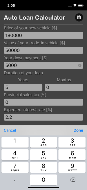 Auto Loan Calculator Plus iOS App for iPhone and iPad