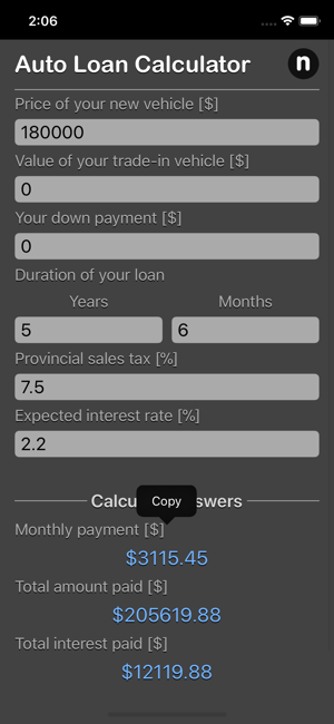 Auto Loan Calculator Plus iOS App for iPhone and iPad