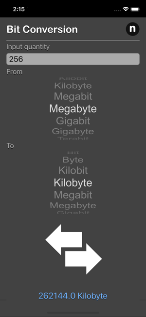Bit Converter Nitrio iOS App for iPhone and iPad