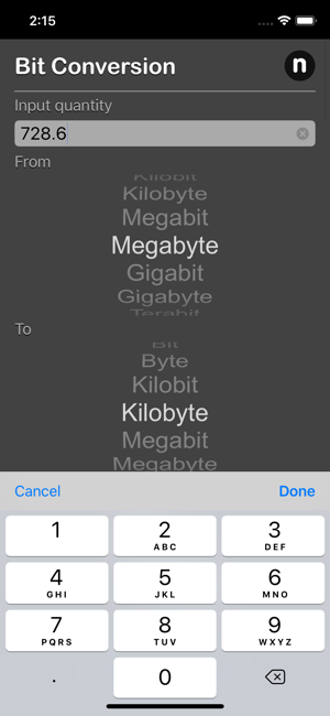 Bit Converter Nitrio iOS App for iPhone and iPad