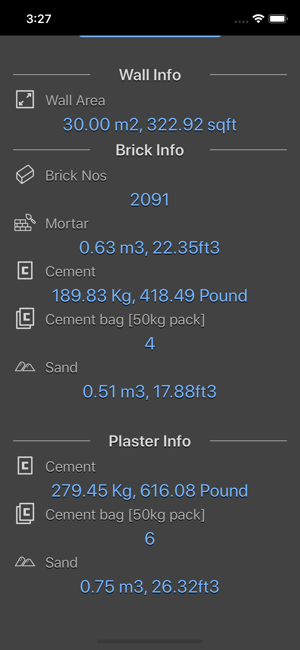 Brick and Plaster Calculator iOS App for iPhone and iPad