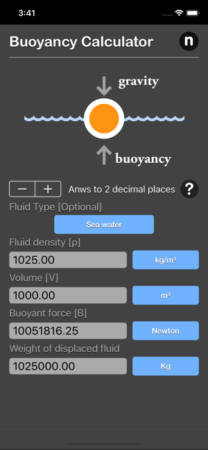 Buoyancy Calculator iOS App for iPhone and iPad