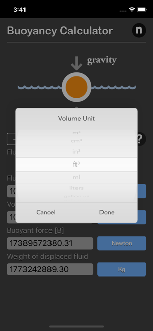 Buoyancy Calculator iOS App for iPhone and iPad