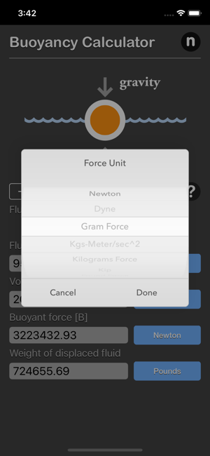 Buoyancy Calculator iOS App for iPhone and iPad