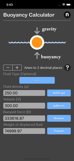 Buoyancy Calculator iOS App for iPhone and iPad