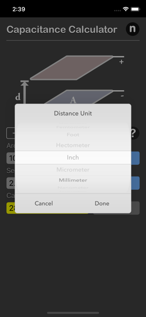 Capacitance Calculator iOS App for iPhone and iPad