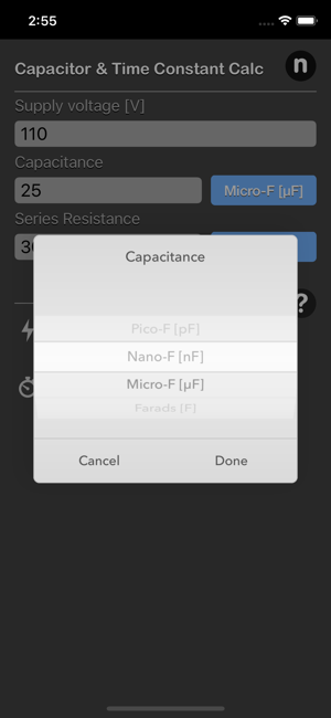 Capacitor Calculator iOS App for iPhone and iPad