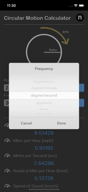 Circular Motion Calculator iOS App for iPhone and iPad