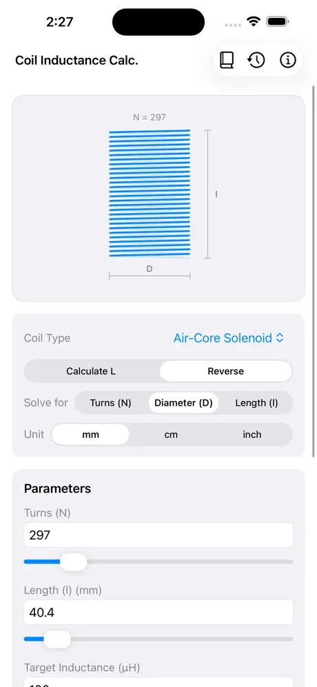 Coil_Inductance_Calculator iOS App Screenshot 3