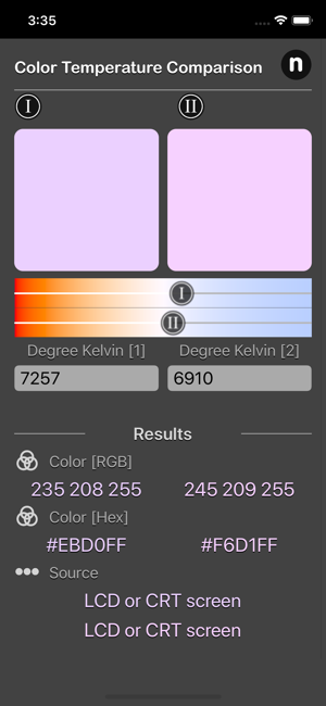 Color Temperature Comparison iOS Apps for iPhone and iPad | Nitrio