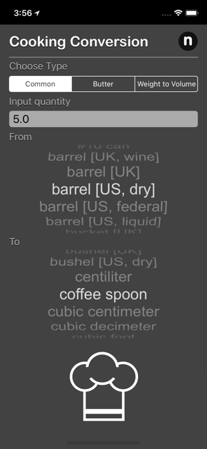 Cooking Conversion iOS App for iPhone and iPad