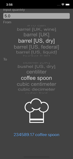 Cooking Conversion iOS App for iPhone and iPad