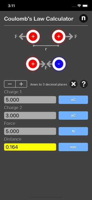 Coulomb's Law Calculator iOS App for iPhone and iPad