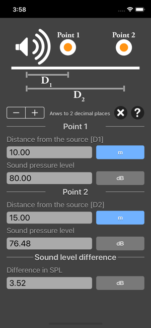 Distance Attenuation Calc iOS App for iPhone and iPad