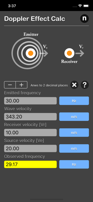 Doppler Effect Calculator iOS App for iPhone and iPad