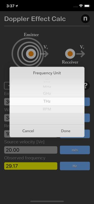 Doppler Effect Calculator iOS App for iPhone and iPad