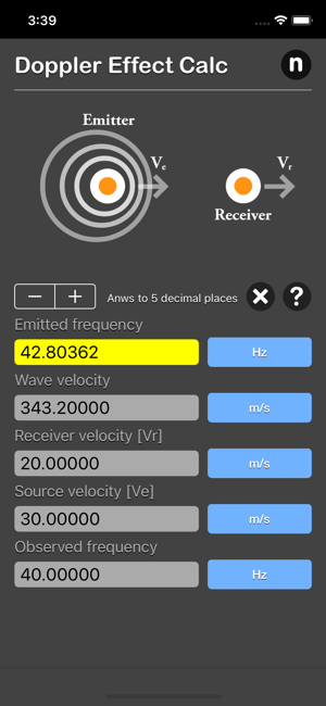 Doppler Effect Calculator iOS App for iPhone and iPad