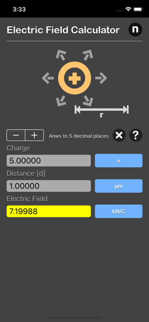 Electric Field Calculator iOS App for iPhone and iPad