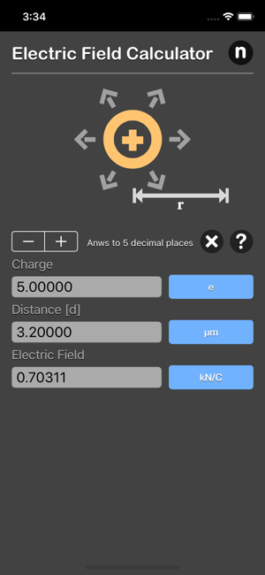 Electric Field Calculator iOS App for iPhone and iPad