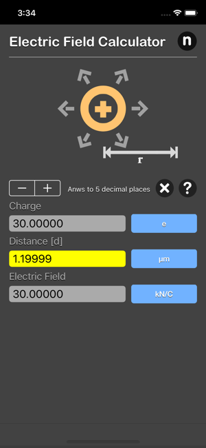 Electric Field Calculator iOS App for iPhone and iPad