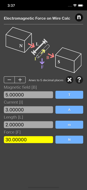 Electromagnetic Force on Wire iOS App for iPhone and iPad