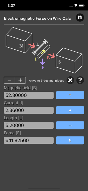 Electromagnetic Force on Wire iOS App for iPhone and iPad