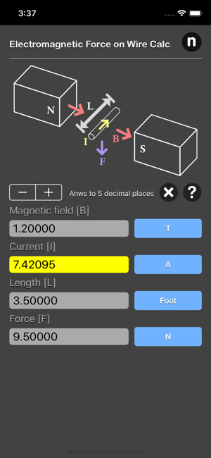 Electromagnetic Force on Wire iOS App for iPhone and iPad