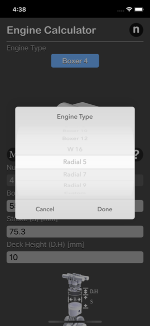 Engine Calculator Plus iOS App for iPhone and iPad