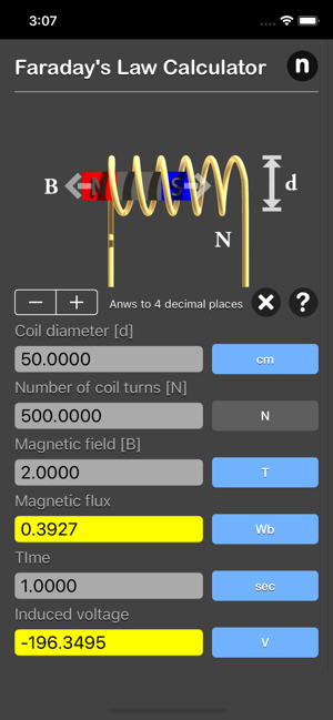 Faraday's Law Calculator iOS App for iPhone and iPad