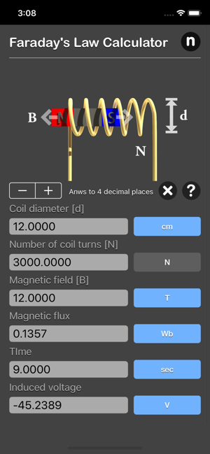 Faraday's Law Calculator iOS App for iPhone and iPad