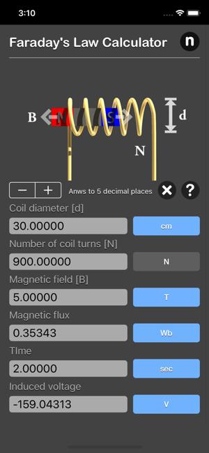 Faraday's Law Calculator iOS App for iPhone and iPad