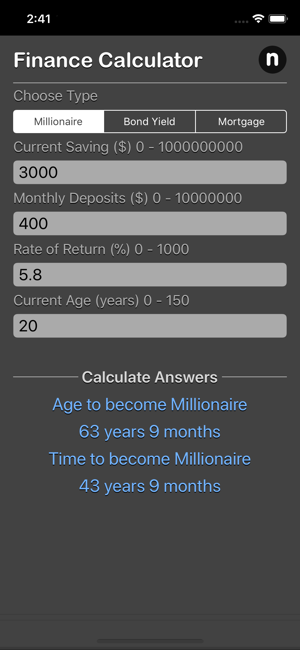 Finance Calculator Nitrio iOS App for iPhone and iPad