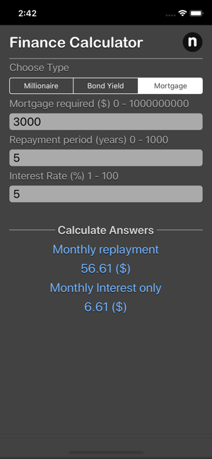 Finance Calculator Nitrio iOS App for iPhone and iPad