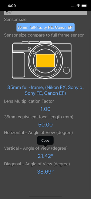 Focal Length Calculator iOS App for iPhone and iPad