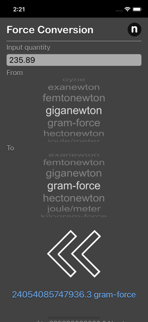 Force Conversion iOS App for iPhone and iPad