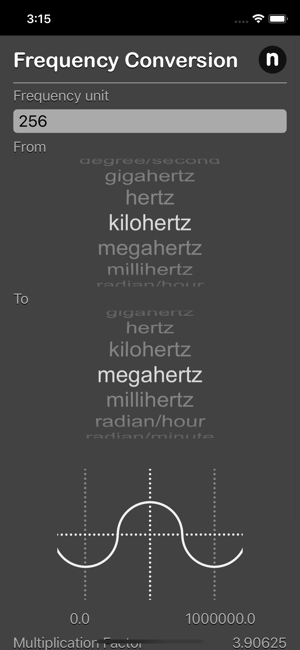 Frequency Conversion iOS App for iPhone and iPad