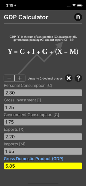 GDP Calculator iOS App for iPhone and iPad