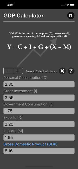 GDP Calculator iOS App for iPhone and iPad