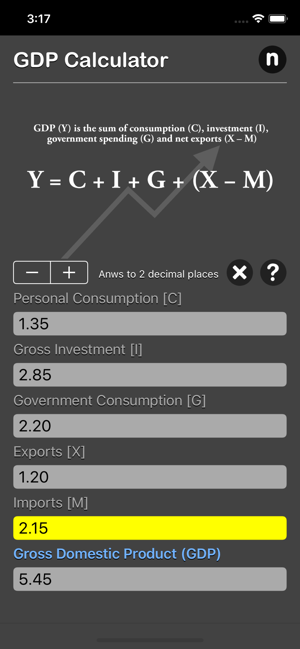 GDP Calculator iOS App for iPhone and iPad