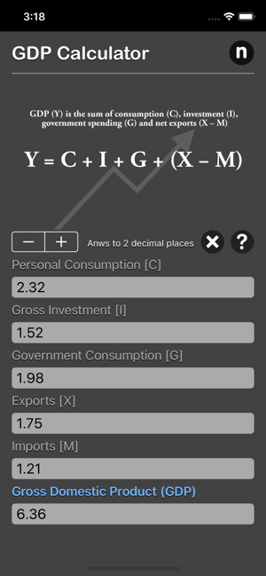 GDP Calculator iOS App for iPhone and iPad