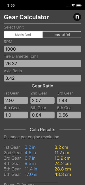 Gear Calculator Plus iOS App for iPhone and iPad