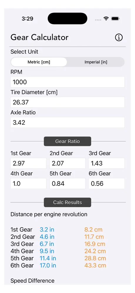 Gear_Calculator_Plus iOS App Screenshot 1
