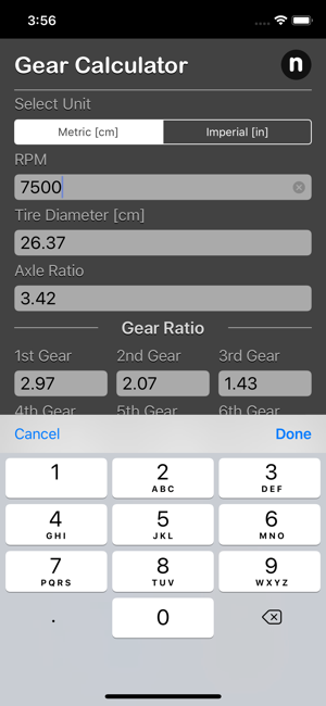 Gear Calculator Plus iOS App for iPhone and iPad