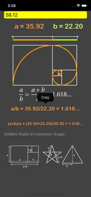 Golden Ratio Calculator Plus iOS App for iPhone and iPad