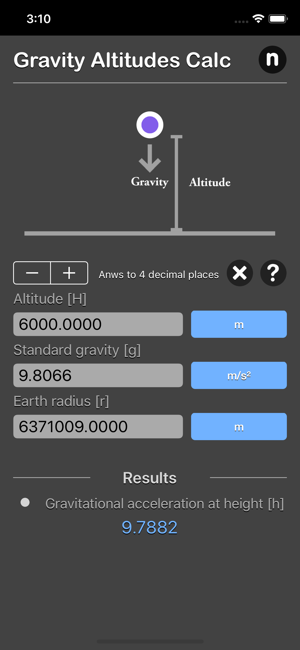 Gravity Altitudes Calculator iOS App for iPhone and iPad