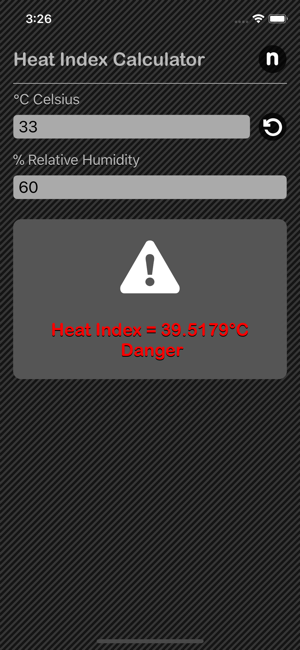 Heat Index Claculator iOS App for iPhone and iPad