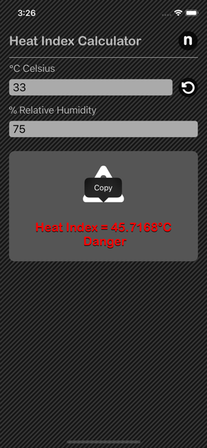 Heat Index Claculator iOS App for iPhone and iPad